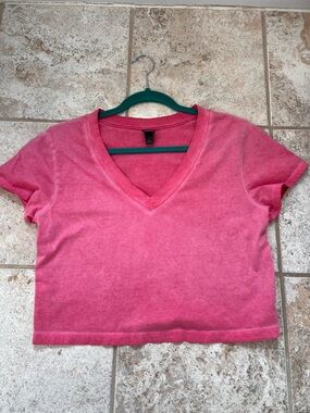 wild fable Coral Pink V-Neck Crop Tee